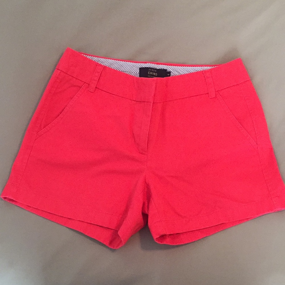 NWOT J. Crew 4" Chino Shorts Coral Red, Size 4